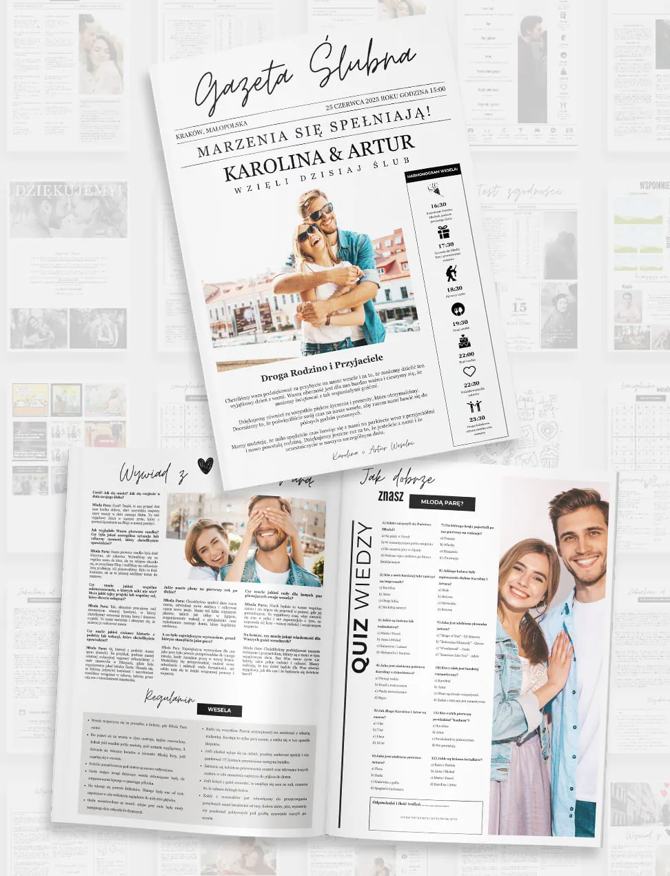 Gazeta Weselna Canva – Szablon Premium
