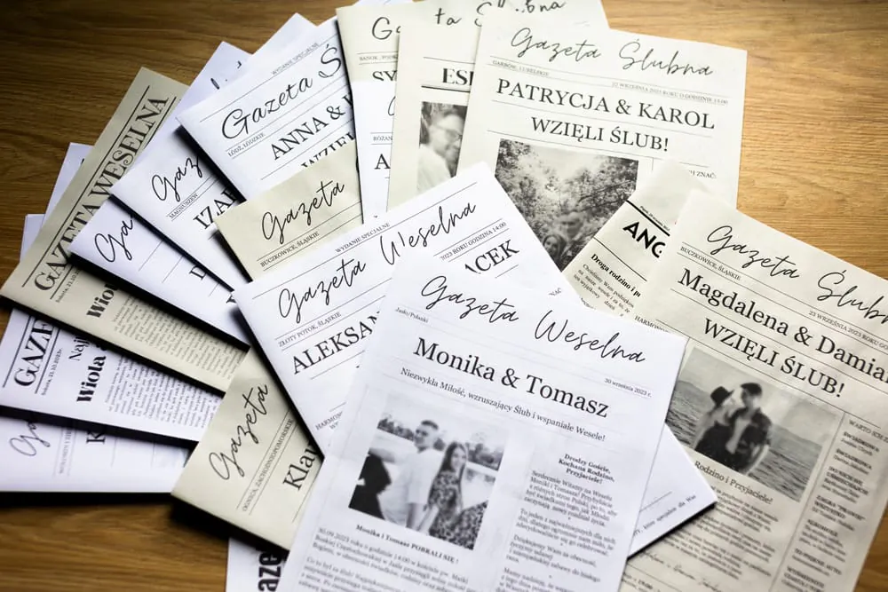 Wydrukowane Gazety Weselne dostępne w sklepie Allemedia