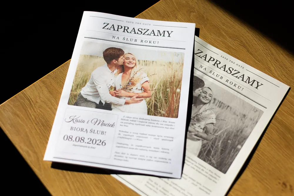 Zaproszenia ślubne jak gazeta